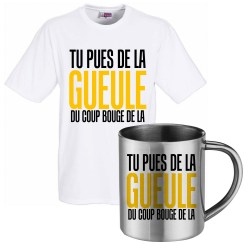 lot cadeau tee shirt et mug inox