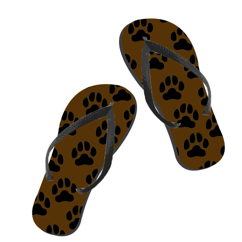 paire de tongs empreinte de chien